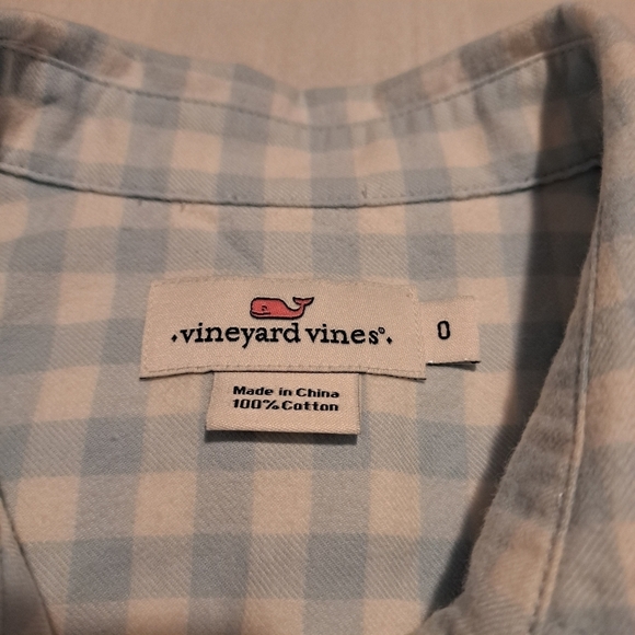 Vineyard Vine women's size 0 blue and white gingham button up shirt - Picture 2 of 4